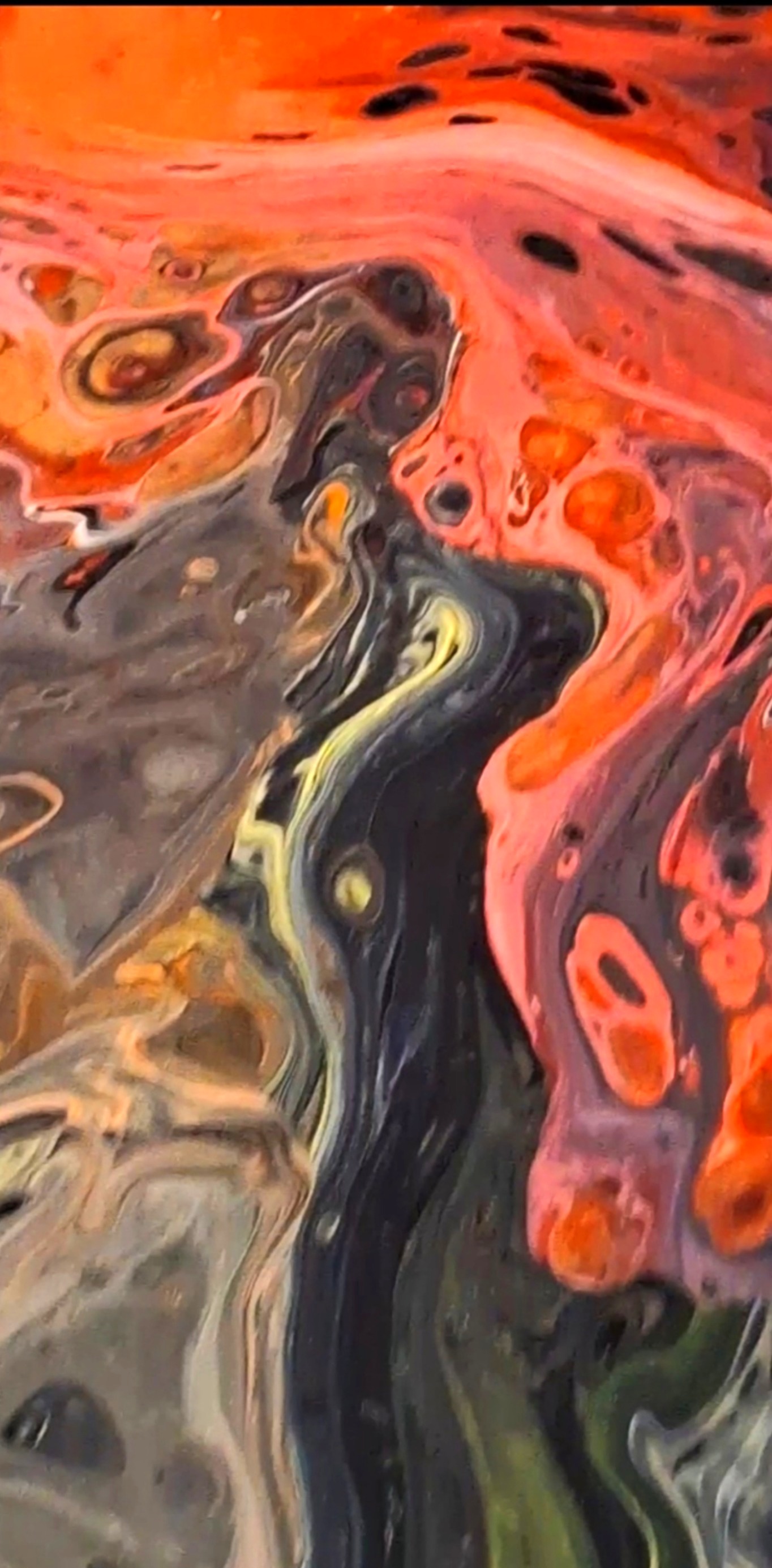 Embers in the Undertow - pour painting by Chris Broussard